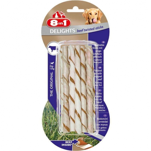 8in1 Delights Beef Twisted Sticks 10 Stück 